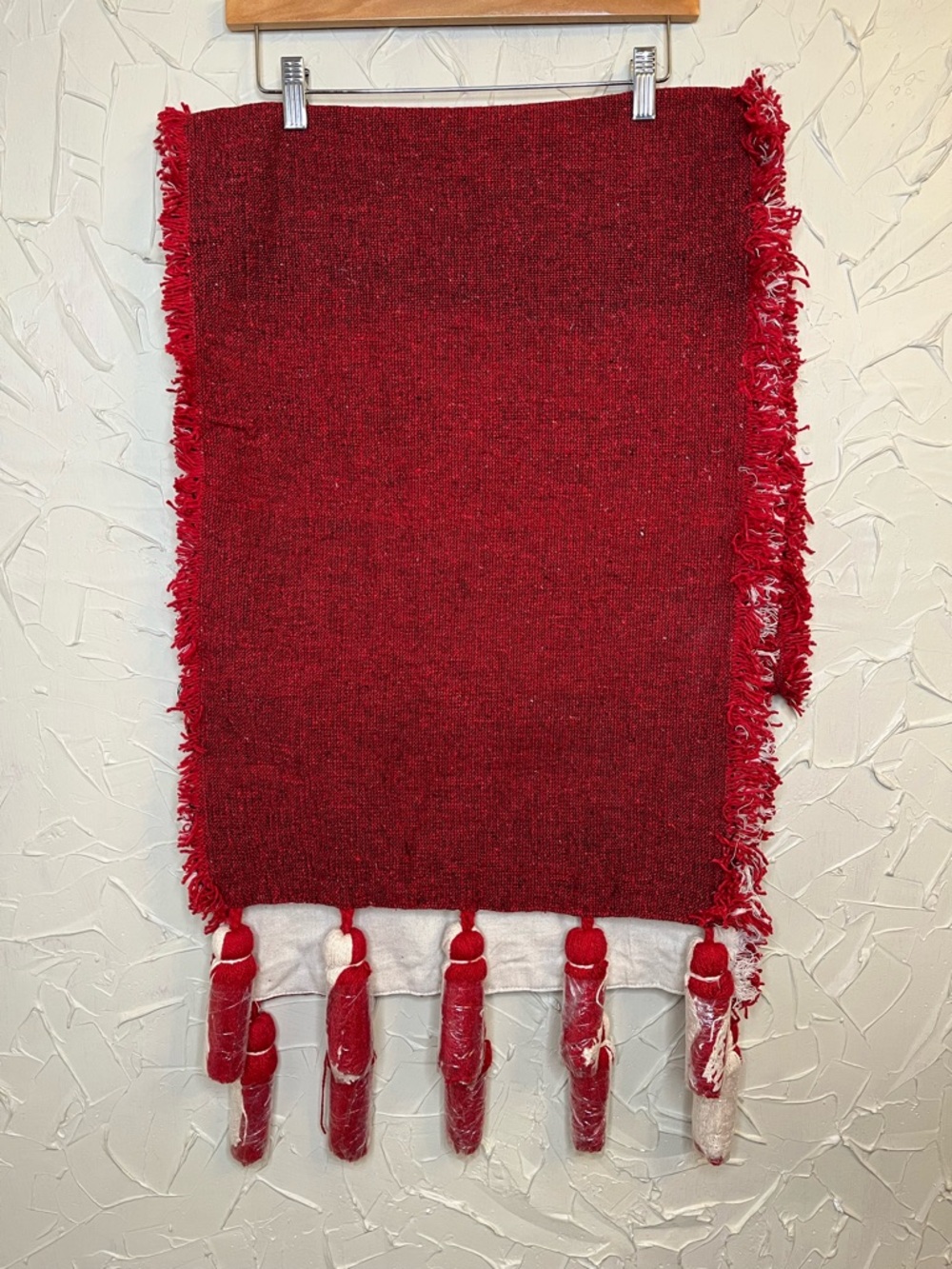 NWOT Mud Pie Red Tassel Table Runner